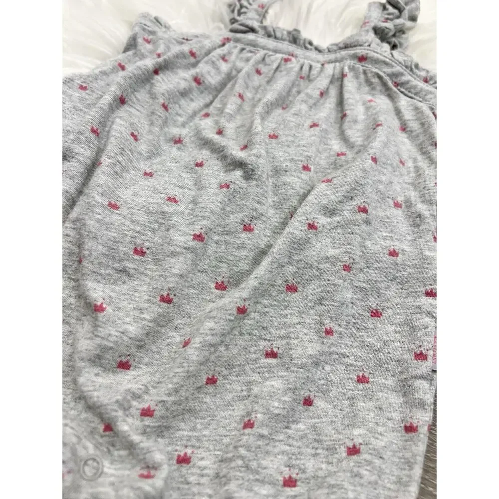 Baby Gap Pink Princess Crown Girls 0/3 months Baby‎ One-Piece Grey Romper